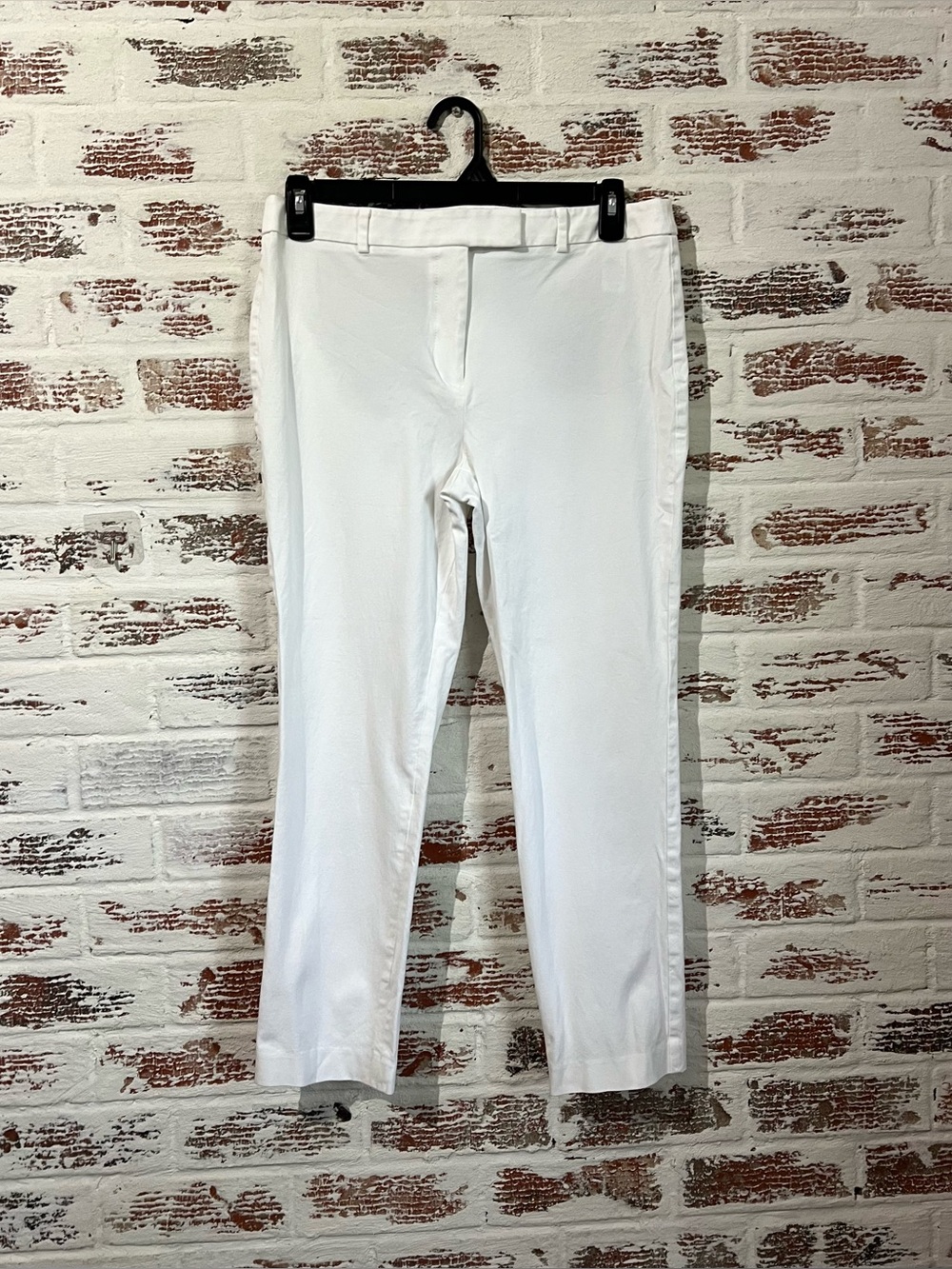 Talbots White High-Waist Straight Leg Pants Size Summer Cotton Blend Stretch 12P